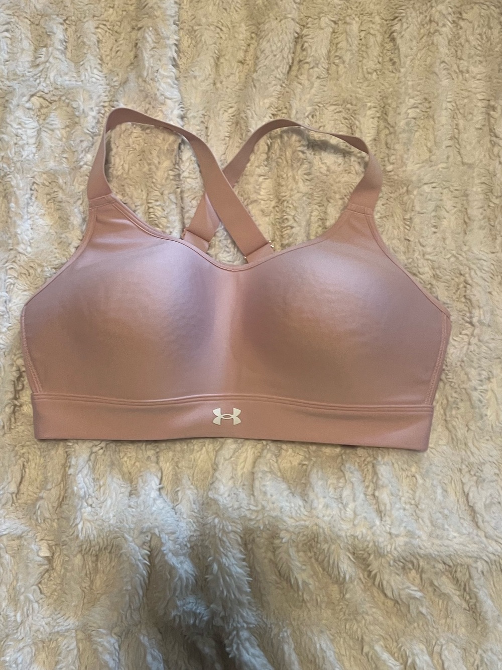 Under Armour Dusty Pink Padded Sports Bra with Crisscross Straps